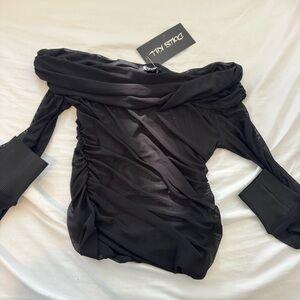 Black Off-Shoulder Ruched Women's Top - Generation Kiss - brand new